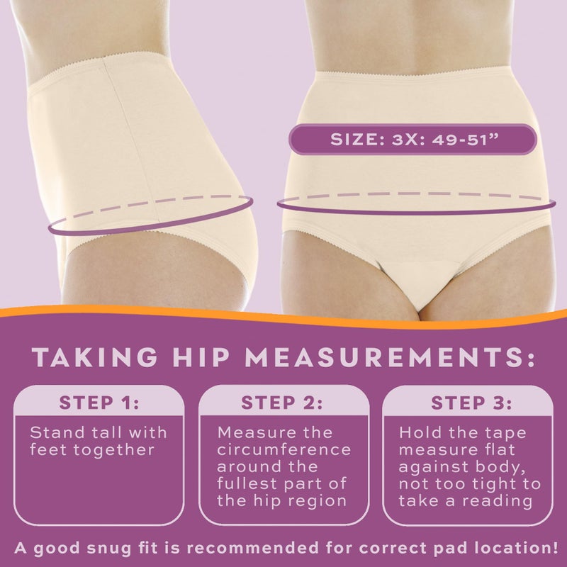 Wear-Ever Wearever Women's Cotton Comfort Incontinence Panties for Bladder Control with Regular Absorbency - Reusable & Washable Leak Proof Underwear 150 ml (Pack of 3) (Beige) (3X) (Fits Hip Sizes: 49-51") - Image 3